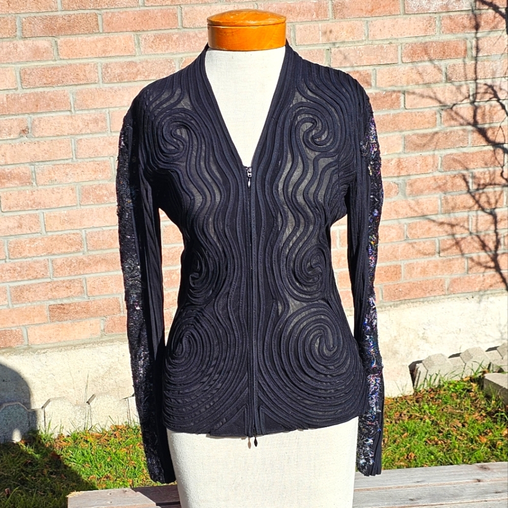 Obstinée by IKA black lace trimmed blouse